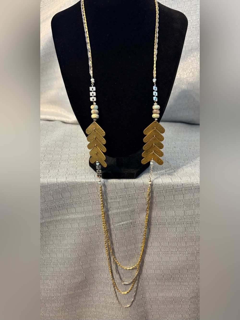 Nakamol Chicago Artisan Long Layered Gold Chevron Pendant Necklace